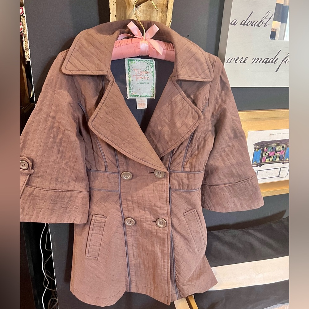 Flying Tomato Quilted Flared Trench Coat Womens Size S.